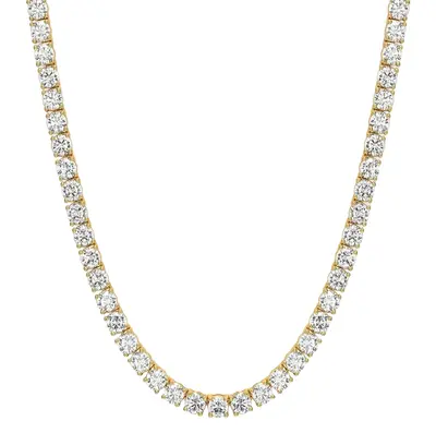 Sterling Silver with Yellow Gold Plated Tennis Chain Necklace for Men 4mm