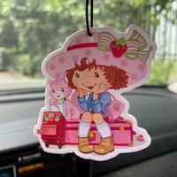 Cartoon Strawberry Girl Pattern Car Aromatherapy Tablet Decoration, Car Accessories for Girls, Car Air Freshener Ornament, C...