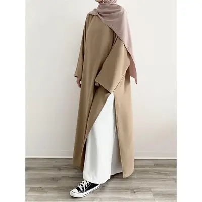 Casual Fashion Slit Abaya (MA063) daily wear hijab on jilbabs Women's Maxi Breathable Solid khimar