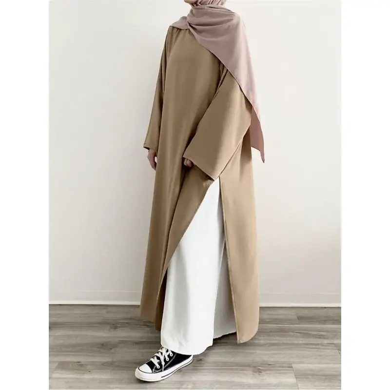 Casual Fashion Slit Abaya (MA063) daily wear hijab on jilbabs Women's Maxi Breathable Solid khimar