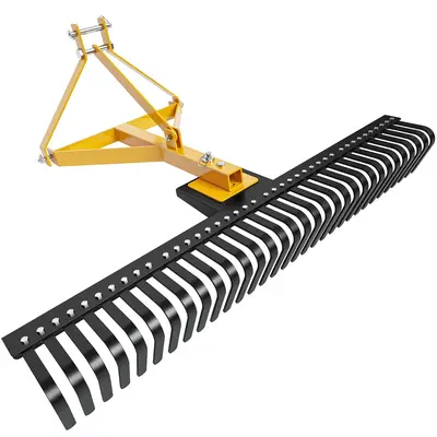 Garvee Landscape Rake for Tractor 60 Wide Coverage Hard Stainless Steel Tines 3-Point Hitch Easy Install Lawn and Garden，R...