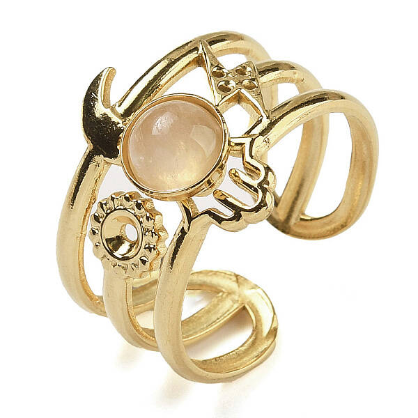Natural Rose Quartz Finger Rings