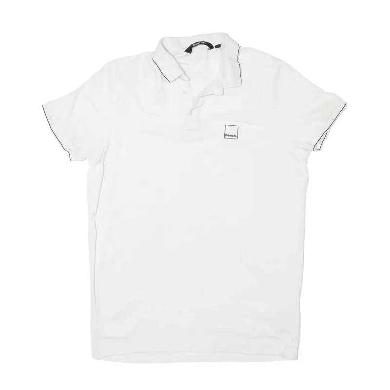 BENCH Polo Shirt White Short Sleeve Mens M