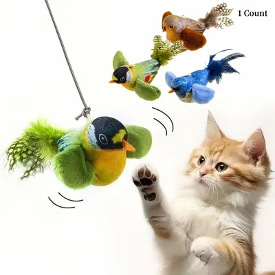 Bird Design Cat Toy, 1 Count Interactive Cat Teaser Toy with Feather Tail, Touch Activated Simulation Sound Molding Toy, Cat ...