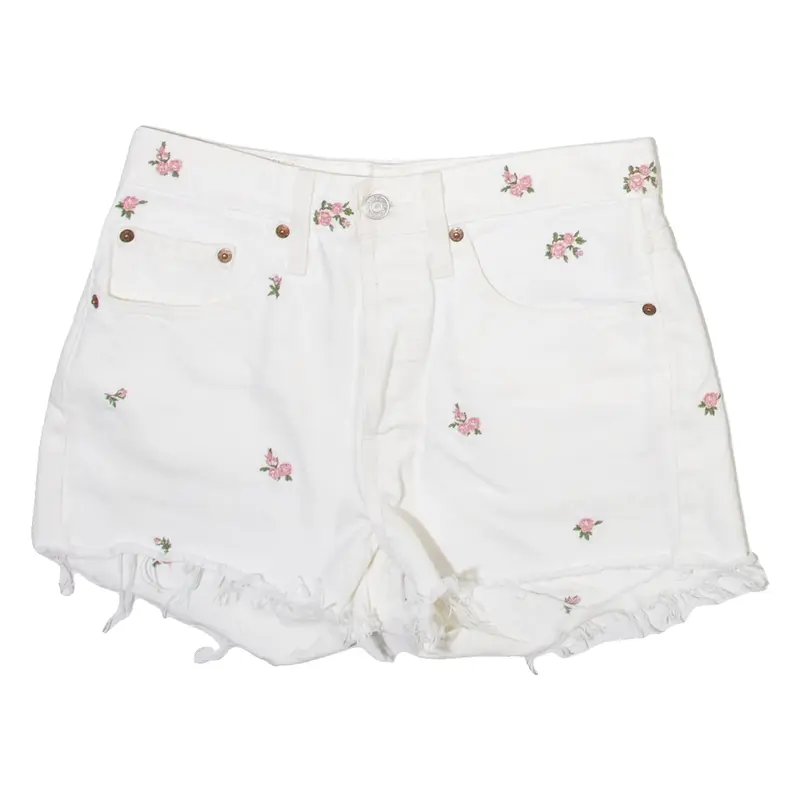 LEVI'S 501 Womens Casual Shorts Cream Floral XS W26