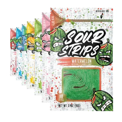 Starter Pack - Seven Pack - Sour Strips - Sour and Sweet Candy Snack