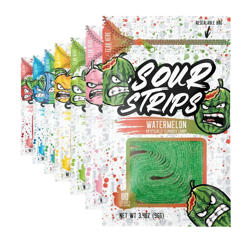 Starter Pack - Seven Pack - Sour Strips - Sour and Sweet Candy Snack