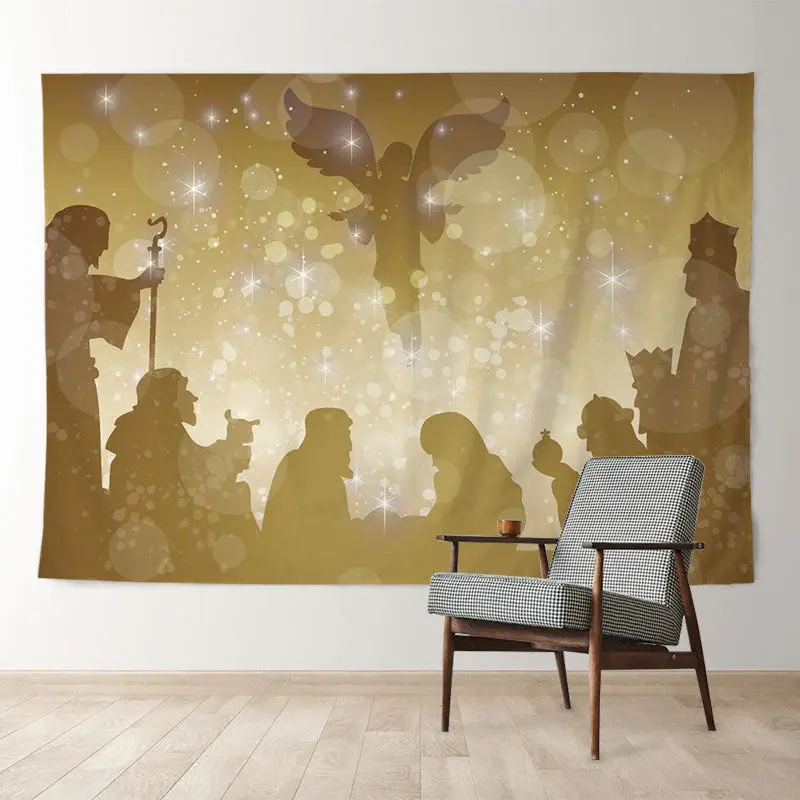 Aperturee Glitter Bokeh Jesus Theme Merry Christmas Backdrop