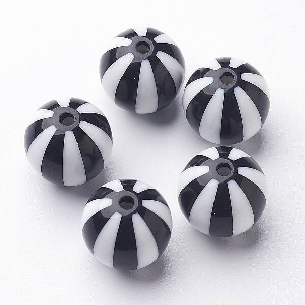 Colorful Stripe Chunky Bubblegum Acrylic Beads