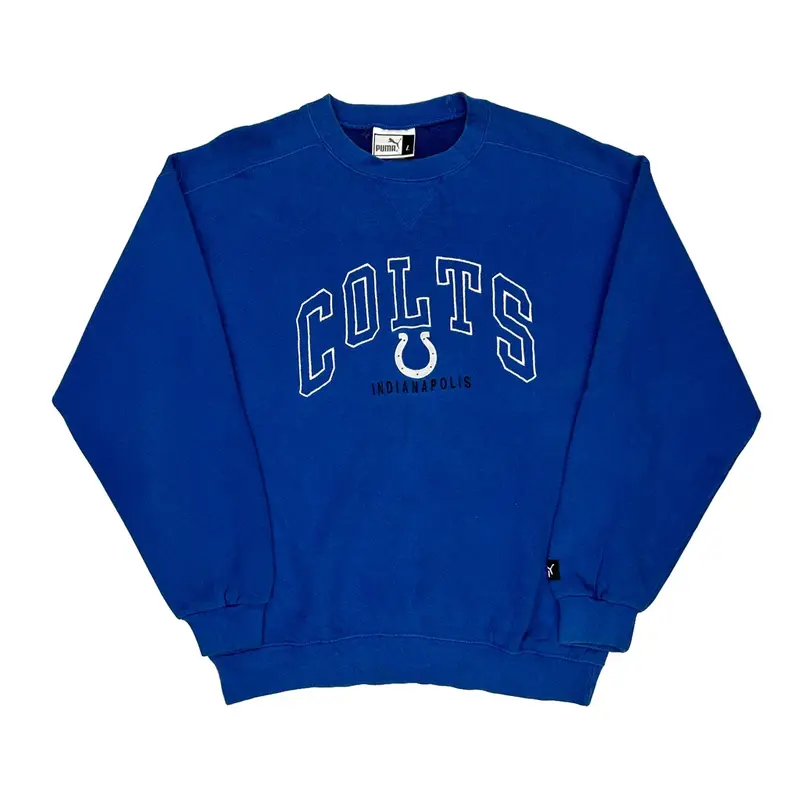 Indianapolis Colts Puma Nfl Sweatshirt - Large Blue Cotton Blend