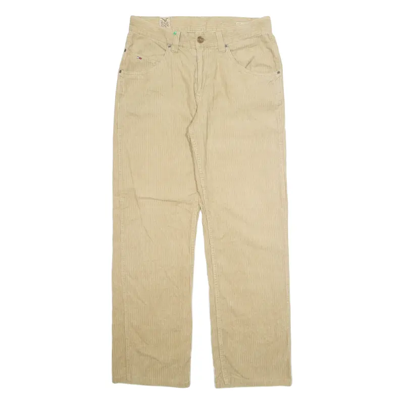 HILFIGER DENIM Mens Corduroy Trousers Beige Regular Straight W32 L33