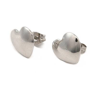 Non-Tarnish 304 Stainless Steel Heart Stud Earrings for Women