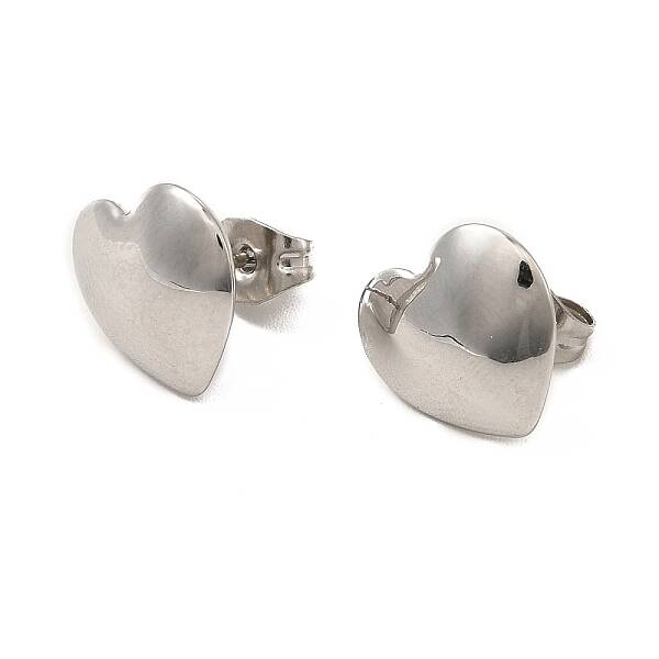 Non-Tarnish 304 Stainless Steel Heart Stud Earrings for Women