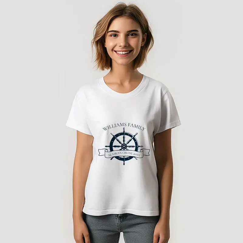 Custom Family Cruise Nautical Wheel Vacation T-Shirt