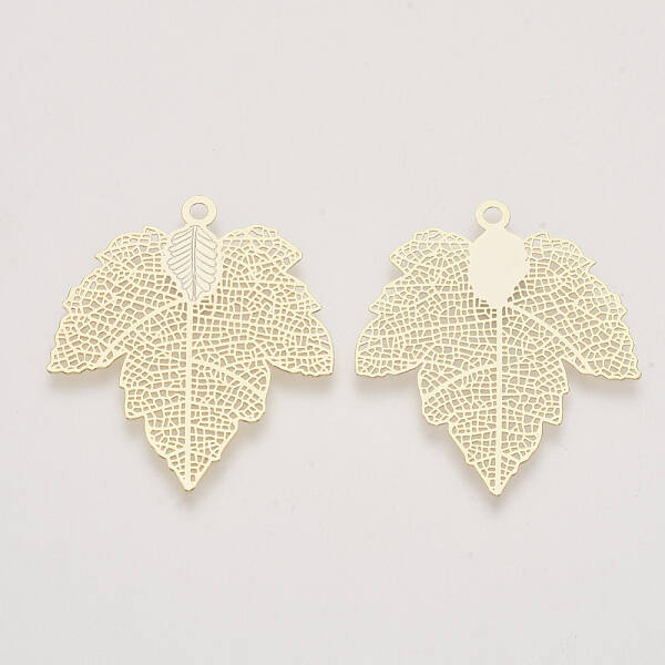 Autumn Theme Brass Filigree Pendants