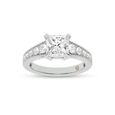 Pixie Tapered Milgrain Princess Cut Lab Diamond Engagement Ring | 10K White Gold 4 5/8 CT. TW.