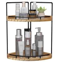 2-layer Corner Shampoo Storage Rack, Wooden Iron Countertop Storage Holder, Bathroom Rack Organizer, Home Organizer for Bath...