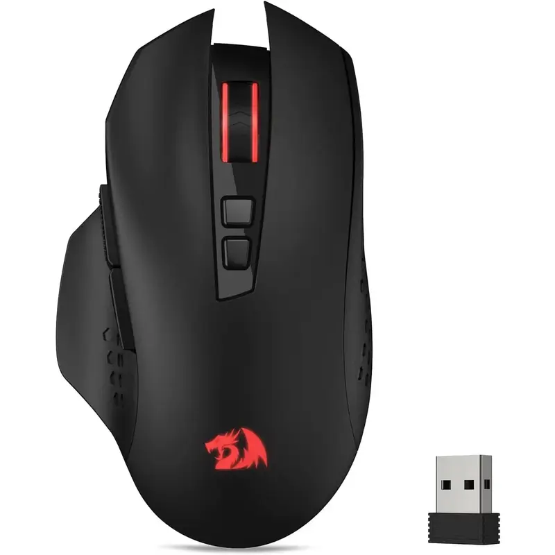 Redragon M656 Gainer Wireless Gaming Mouse, 4000 DPI 2.4Ghz Gamer Mouse w/ 5 DPI Levels, 7 Macro Buttons, Red LED Backlit & P...