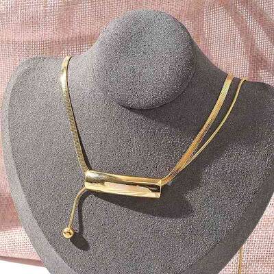 304 Stainless Steel Curved Tube Snake Chain Necklaces for Women