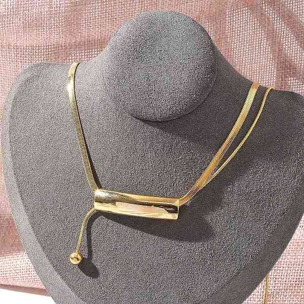 304 Stainless Steel Curved Tube Snake Chain Necklaces for Women
