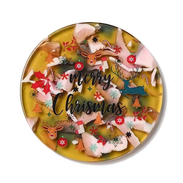 Transparent Christmas Themed Cellulose Acetate(Resin) Pendants