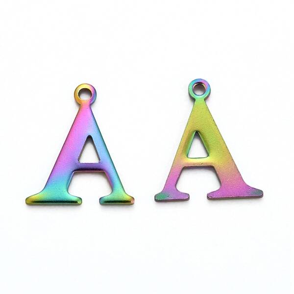 Ion Plating(IP) 304 Stainless Steel Alphabet Charms