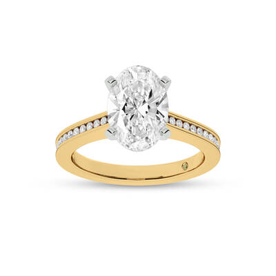 Paris Channel Set Oval Lab Diamond Engagement Ring | 10K Yellow Gold 2 3/4 CT. TW.