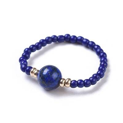 Dyed Natural Lapis Lazuli Stretch Rings
