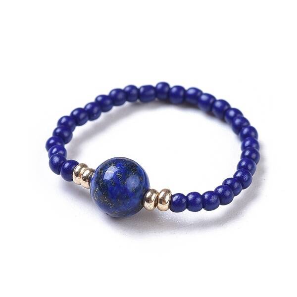 Dyed Natural Lapis Lazuli Stretch Rings