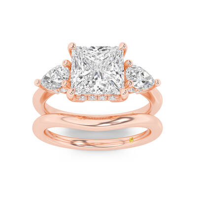 Celestia Lab Grown Princess Cut Diamond Engagement Ring with the Luna Wedding Band | 14K Rose Gold 3 3/4 ct. tw.