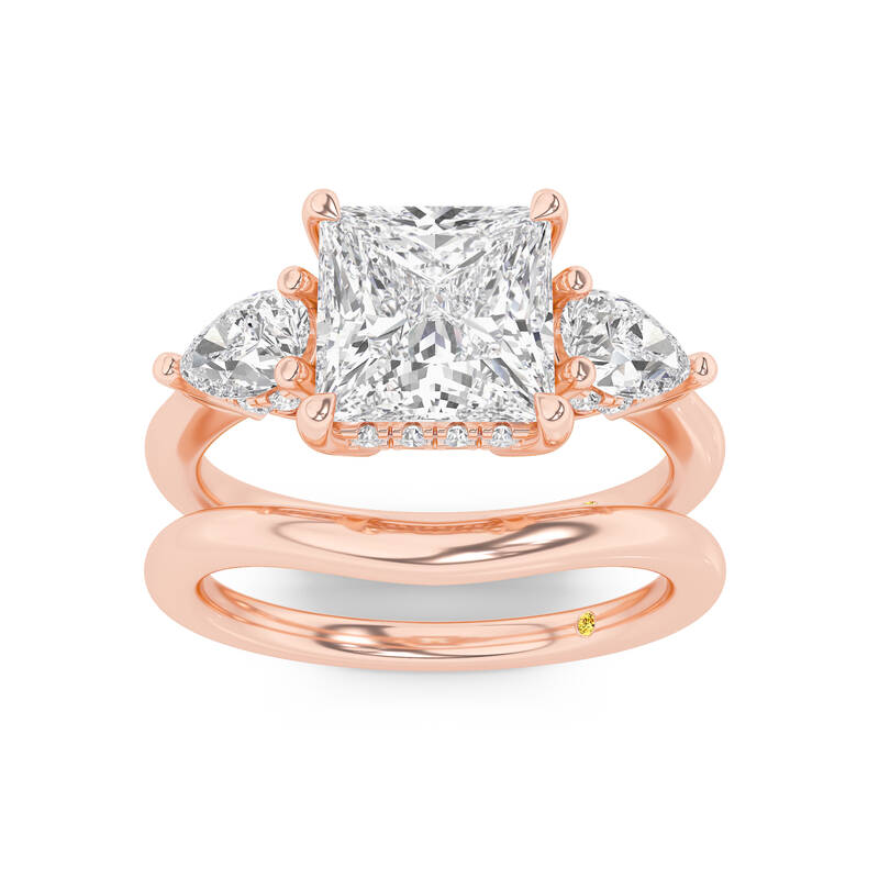 Celestia Lab Grown Princess Cut Diamond Engagement Ring with the Luna Wedding Band | 14K Rose Gold 3 3/4 ct. tw.