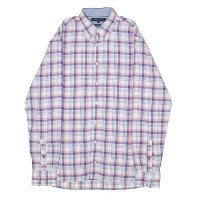 TOMMY HILFIGER Custom Fit Mens Shirt Blue Check Long Sleeve M