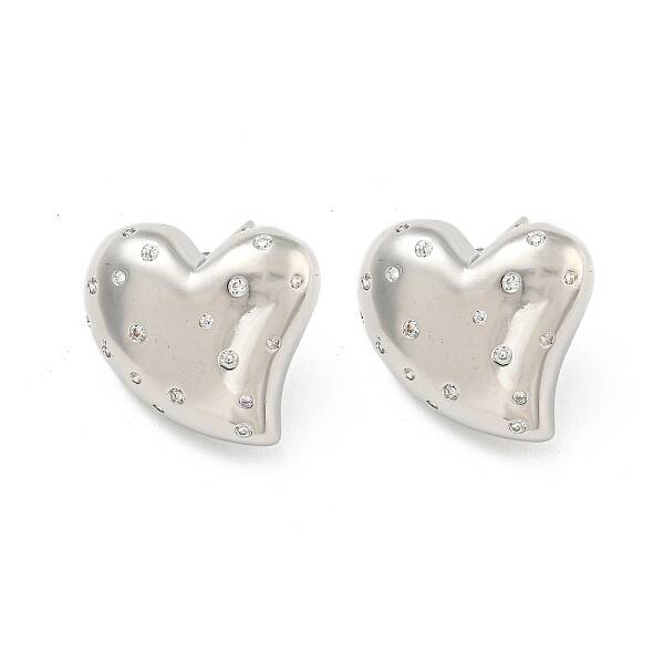 Rack Plating Brass Micro Pave Cubic Zirconia Stud Earring