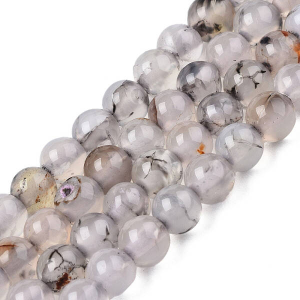 Round Natural Dragon Veins Agate Beads Strands