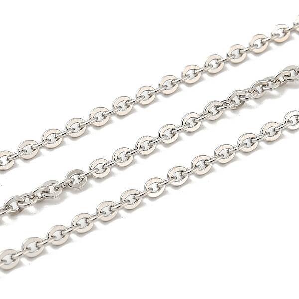 Anti-Tarnish Rhodium Plated 925 Sterling Silver Flat Cable Chains