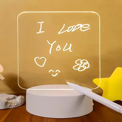 3D Bulletin Board Night Light, USB Powered Handwriting Night Light With Painting Brush, Protable LED Light, Creative Decorati...