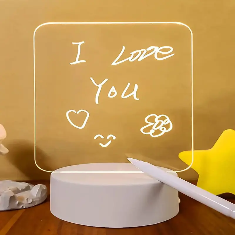 3D Bulletin Board Night Light, USB Powered Handwriting Night Light With Painting Brush, Protable LED Light, Creative Decorati...