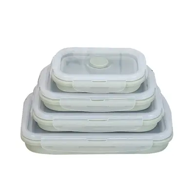 Silicone lunch box | Color: Green1 | Size: All 4pcs