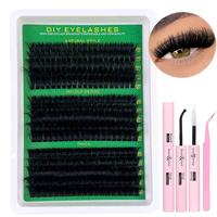 Individual False Eyelashes with Eyelash Glue & Tweezers, 3 Counts/set Natural Look Eyelash Extensions, Self Grafting Curl Eye...