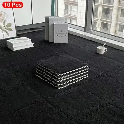 Solid Color Square Rug, 10 Counts Non Slip Soft Interlocking Carpet, Rugs for Living Room, Decorative Rug for Home Bedroom