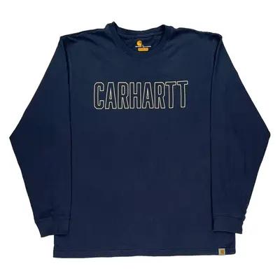 Carhartt Spellout Long Sleeve T-Shirt - Large Navy Cotton