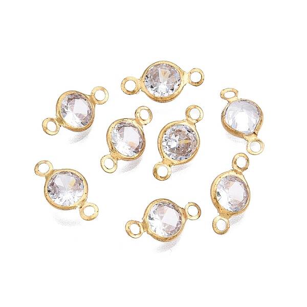 Brass Clear Cubic Zirconia Connector Charms