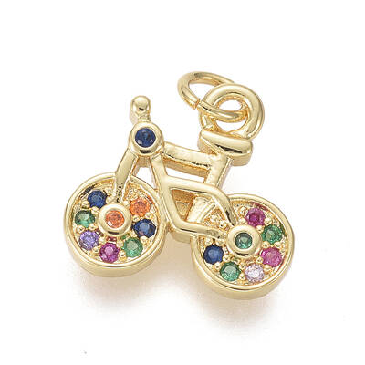 Brass Micro Pave Cubic Zirconia Charms