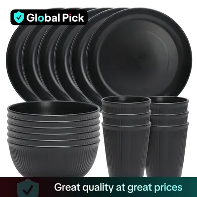 Tableware Set, 18pcs/set Dinnerware Including 6 Bowls & 6 Plates & 6 Cups for 6 People Use, Tableware Set for Kitchen Dining ...