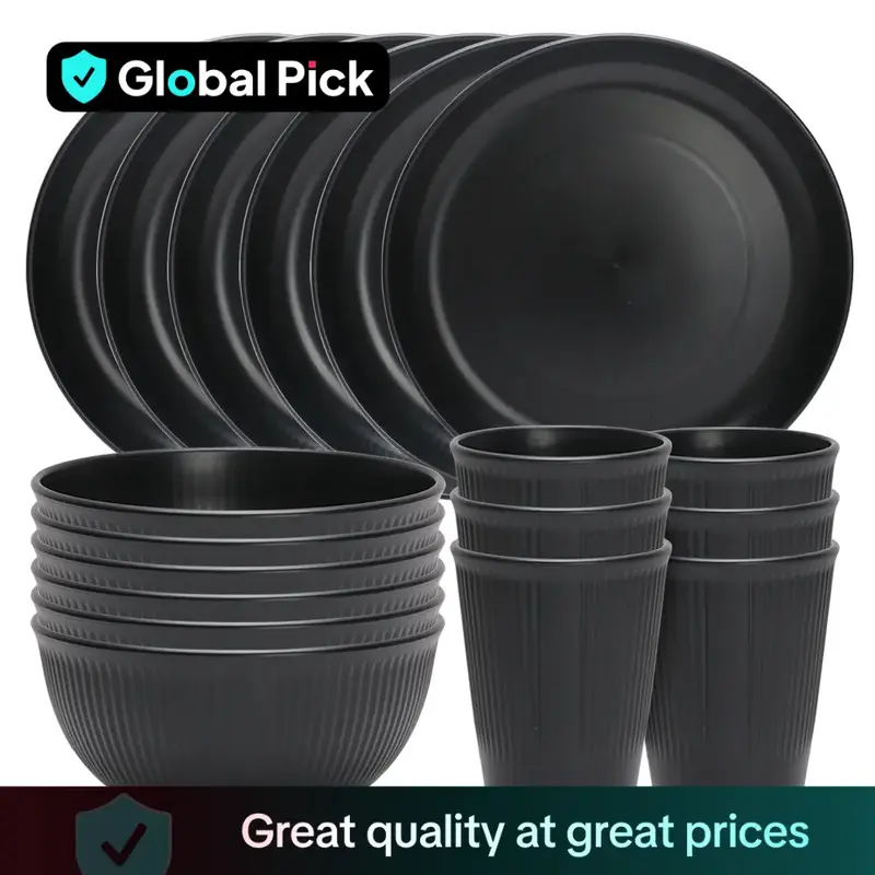 Tableware Set, 18pcs/set Dinnerware Including 6 Bowls & 6 Plates & 6 Cups for 6 People Use, Tableware Set for Kitchen Dining ...