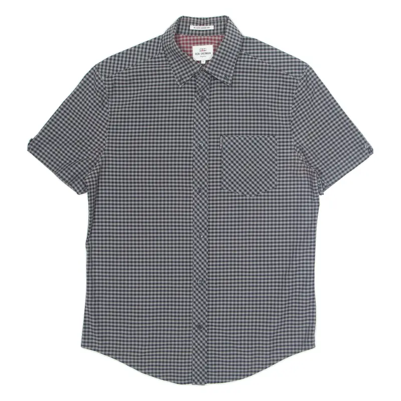 BEN SHERMAN Mens Shirt Grey Gingham S