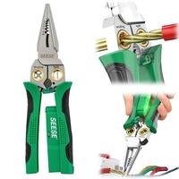 8-in-1 Wire Stripper & Crimper Tool – Multi-Function Pliers for 12V–250V Live, Neutral & Hot Wires Dual Safety Alerts: Be...