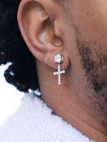 Summer Hip Hop Cross Design Dangle Earrings, Cubic Zirconia Decorated Earrings for Women, Trendy All-match & Exquisite Jewelr...