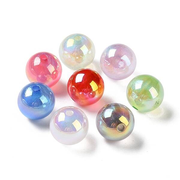 UV Plating Crackle Acrylic Beads