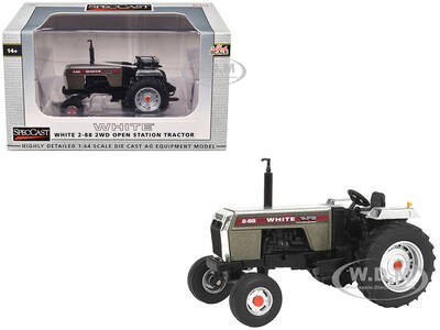 White 2-88 2WD Open Station Tractor Brushed Metal with Red Stripes 1/64 Diecast Model by SpecCast